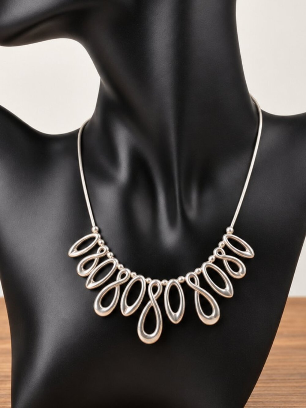 Lia Sophia Infinity Collar Necklace Silver Tone Statement 2013